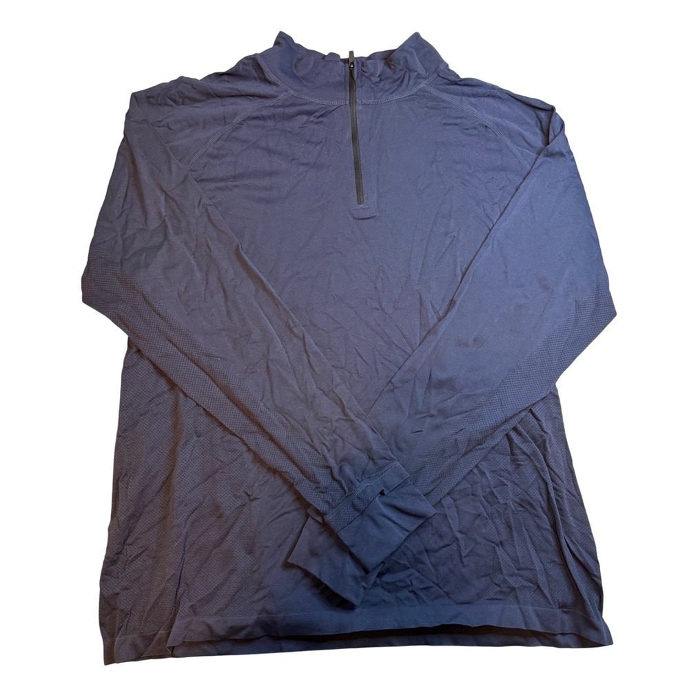 Fabletics Mens XXL Quarter Zip Pullover Navy Blue Nylon Activewear Training Top